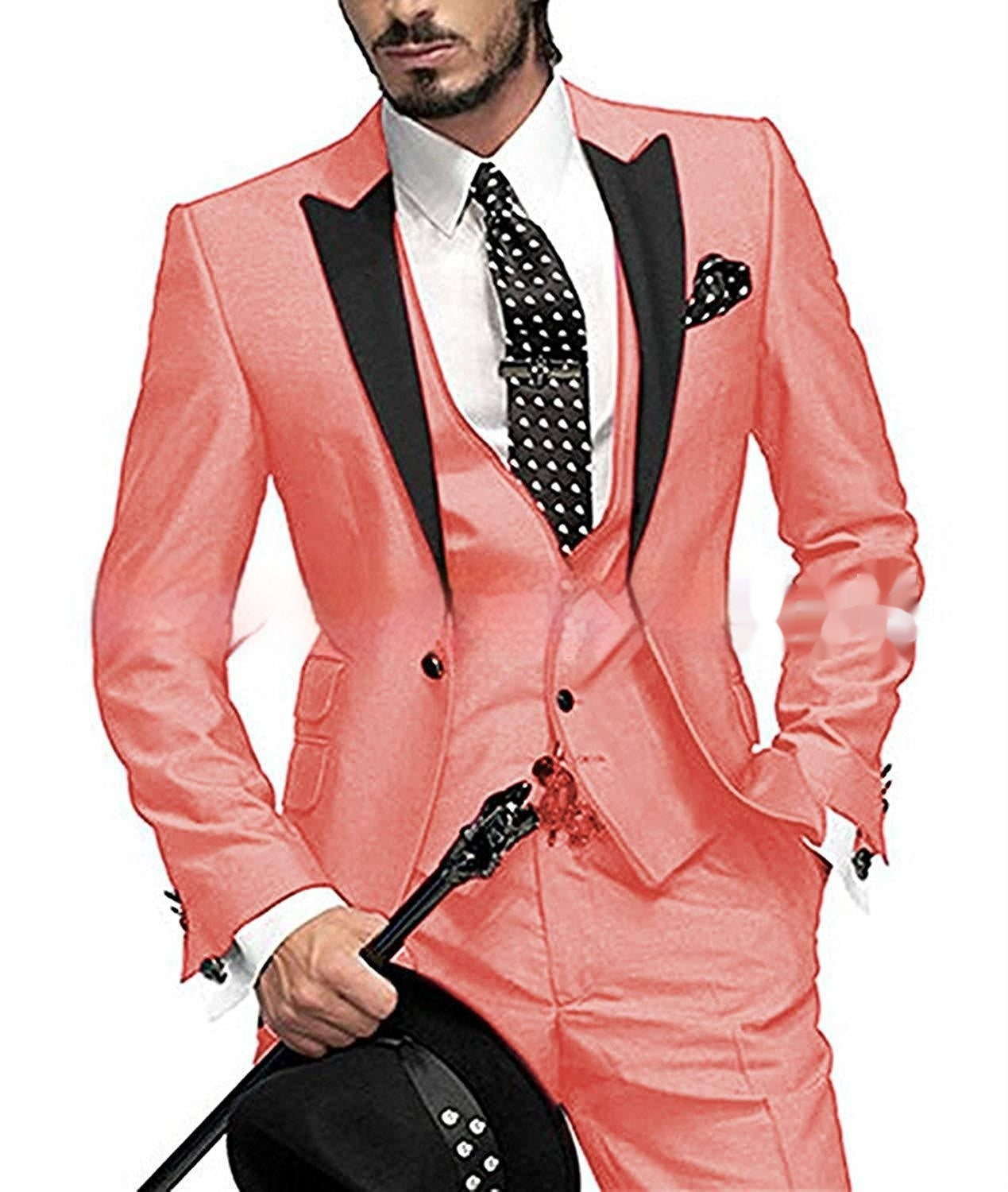 Black Collar Color Blocked Three Piece Set