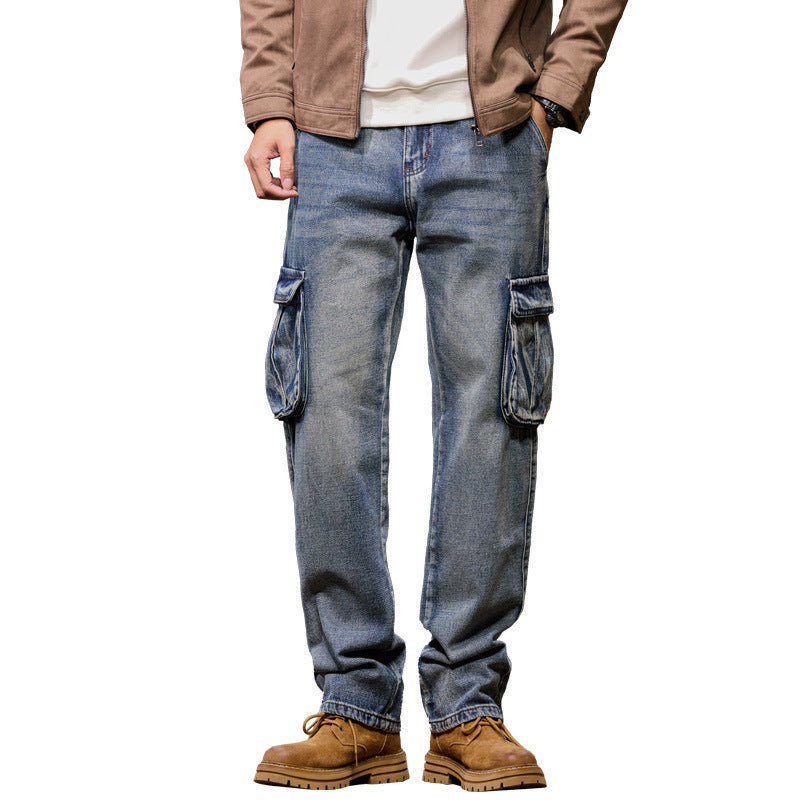 Hip Hop Men's Nostalgic Retro Multi-pocket Pants